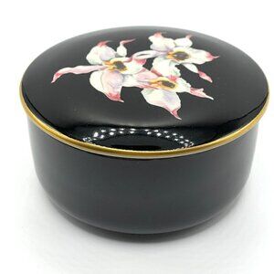 Villeroy & Boch Black Forest Orchidee Purple Orchid Porcelain Gold Rim Lid Box